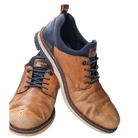 Rieker Shoes Mens 8.5 EU 41 Brown Leather Perforated Derby...